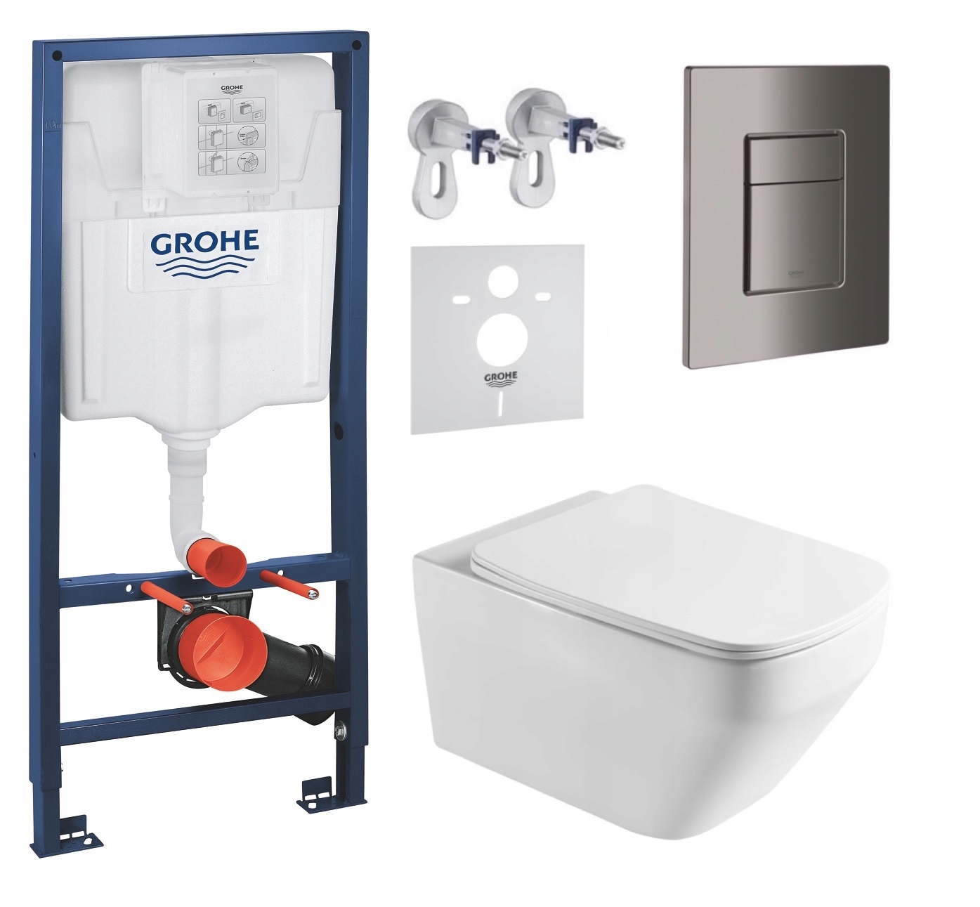 Podomietkový Wc set Grohe s miskou Naron a tlačidlom Grafit Lesk Fresh