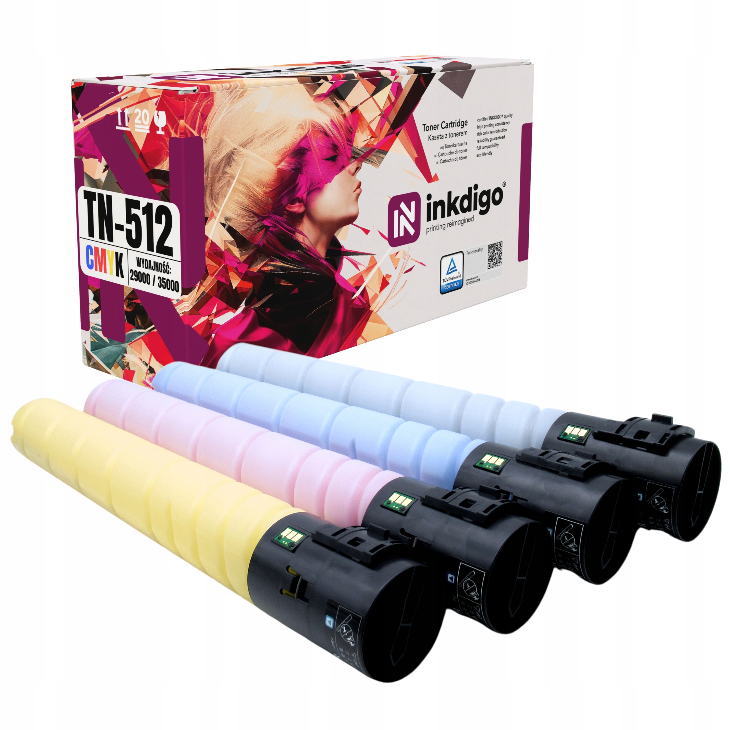 4x Toner pro Konica Minolta Bizhub C454 C554 Tn 512