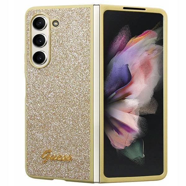 Pouzdro kryt pouzdro Guess Glitter Script na Samsung Galaxy Z Fold 5 zlaté