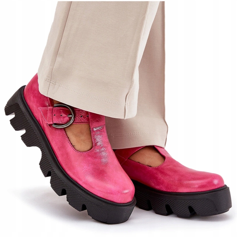 Polobotky Přírodní Kůže Platforma Spona Módní Zazoo 20183 Fuchsiová 39