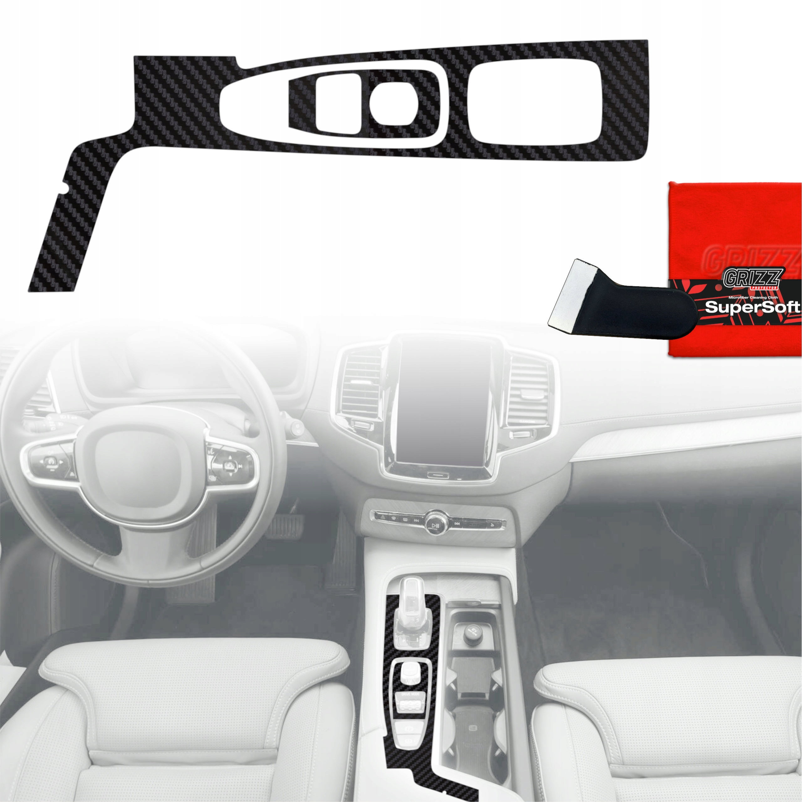 Fólie do interiéru Volvo XC90 B6 Drive Mode (2020-2021) Karbonová