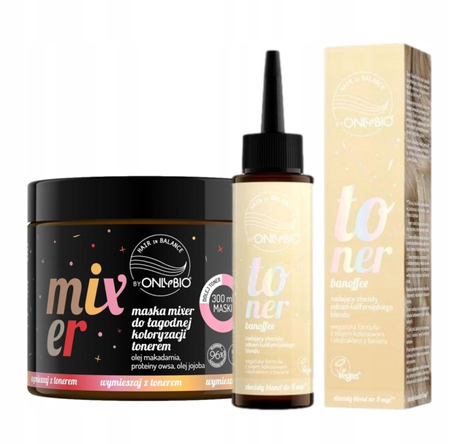 Onlybio Toner na vlasy Barva Banoffee Maska Mixer Komplet