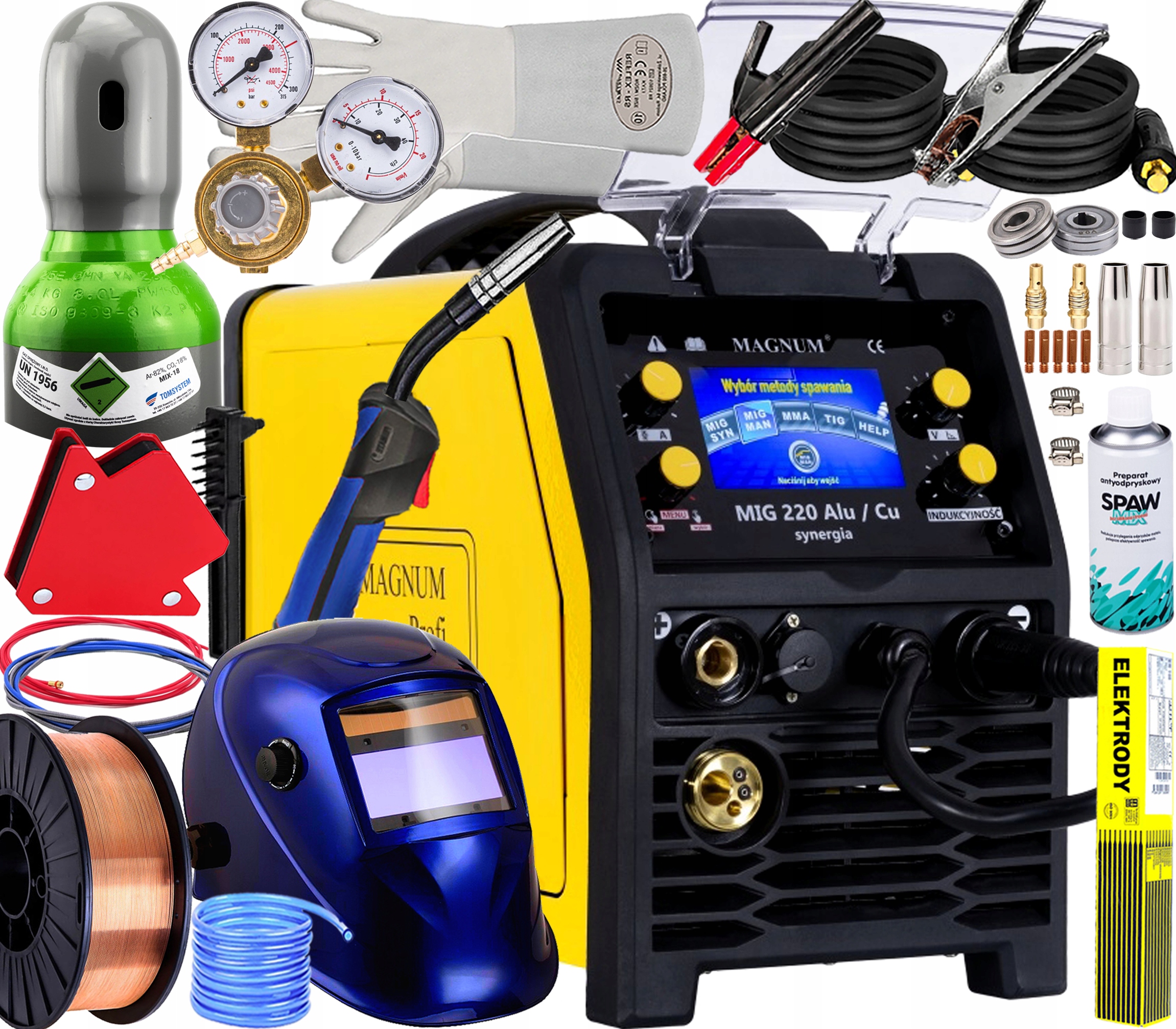 Migomat Inwertorowy 4w1 Magnum Mig 220 Alu/cu Synergia 200A Do Aluminium