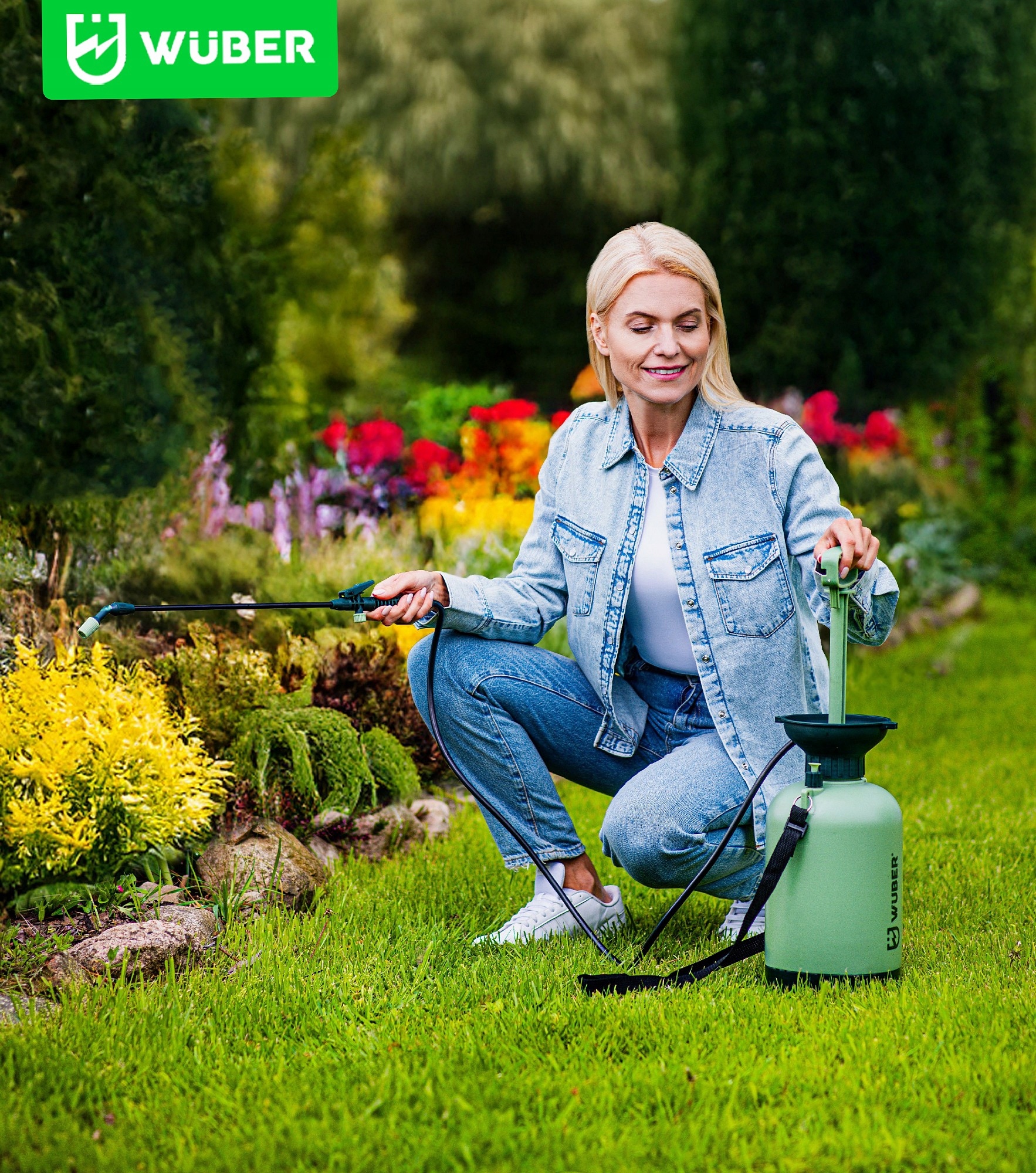 RĘCZNY OPRYSKIWACZ CIŚNIENIOWY DUŻY POJEMNOŚĆ 5L REGULACJA DYSZY LANCA 98CM Marka Wuber