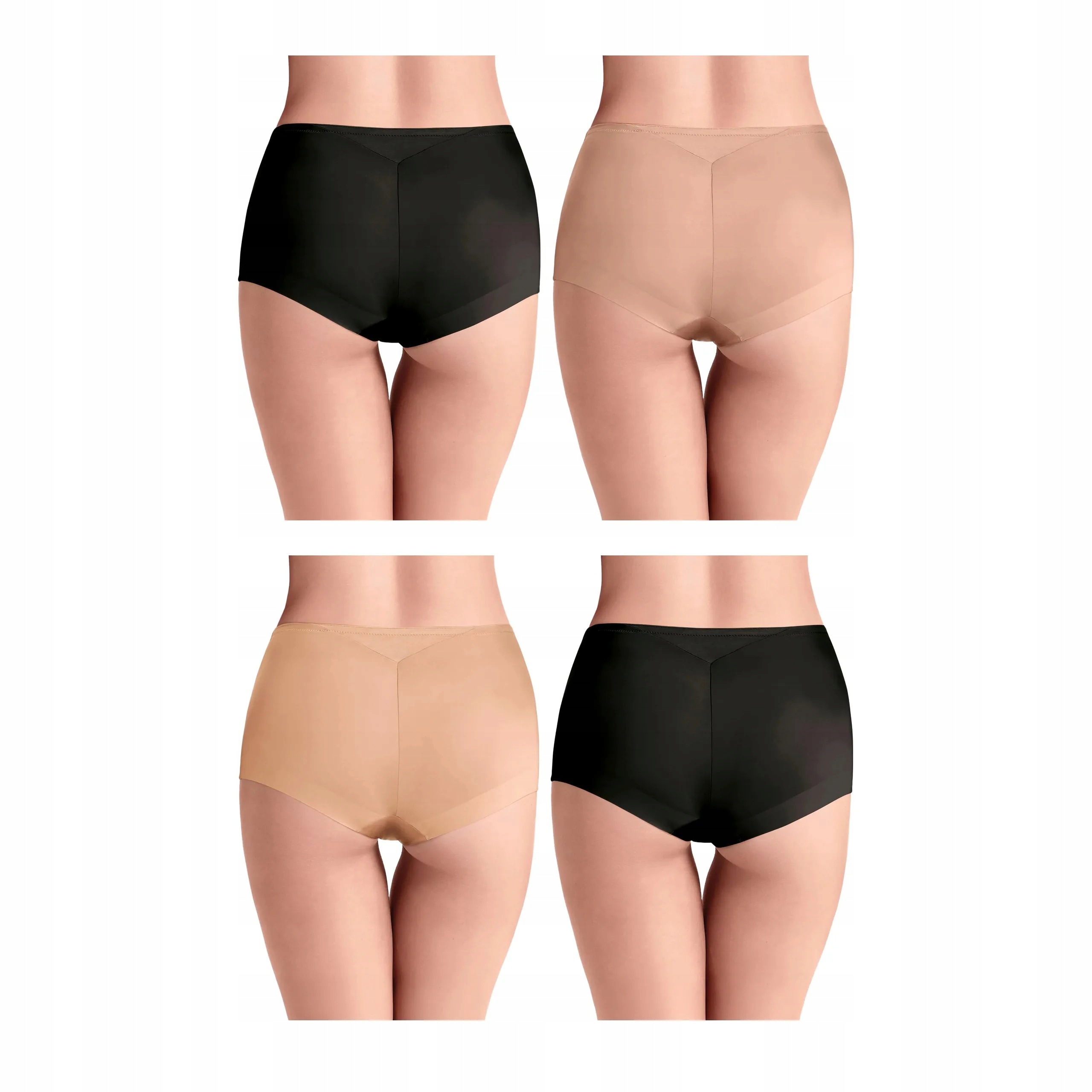 4 ks Kalhotky dámské kalhotky 2x Nero Bronze Skin Golden Skin M