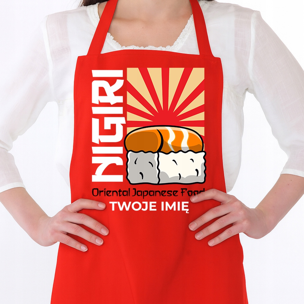 Kuchyňská zástěra Černá Bavlněná Funkční Pro Sushi Mastera Nigiri