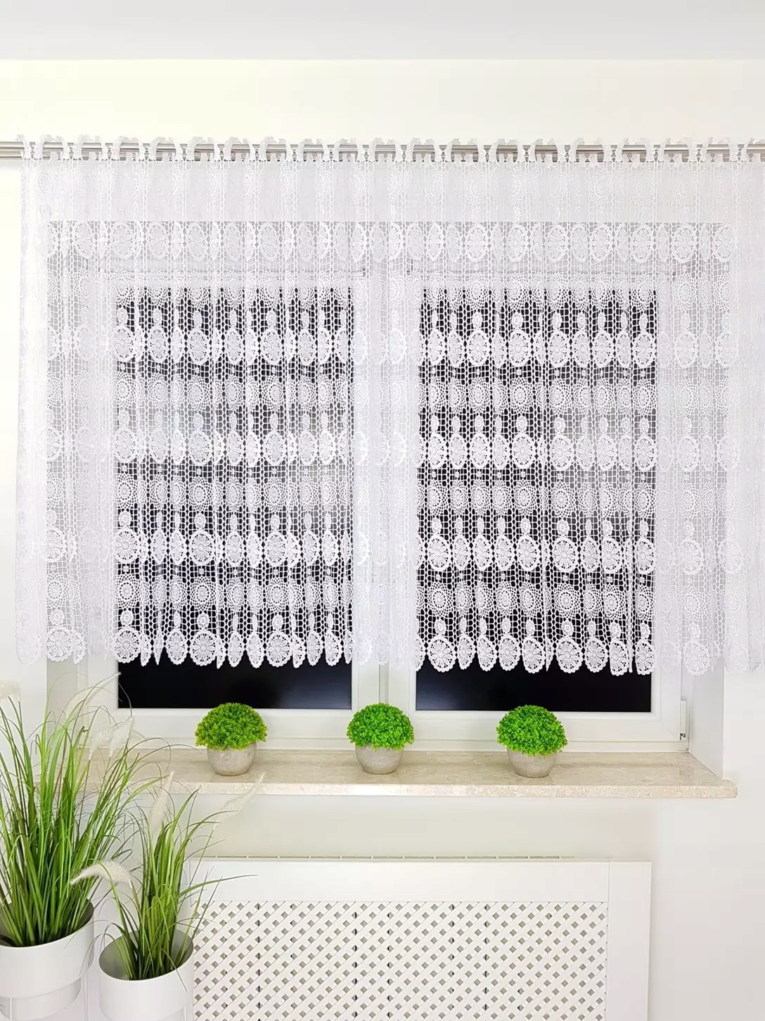 Firana Gotowa Gipiura Nowoczesna Firanka Do Salonu Pokoju Biała 300/120CM