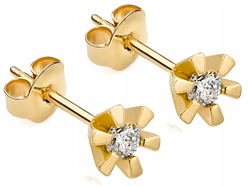 

Piękne Złote kolczyki pr 333 z cyrkonią 5mm sztyft