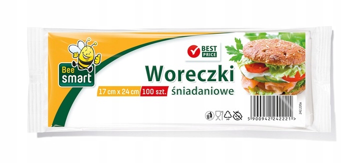 

Woreczki Śniadaniowe 100 Sztuk Paclan 17X24CM