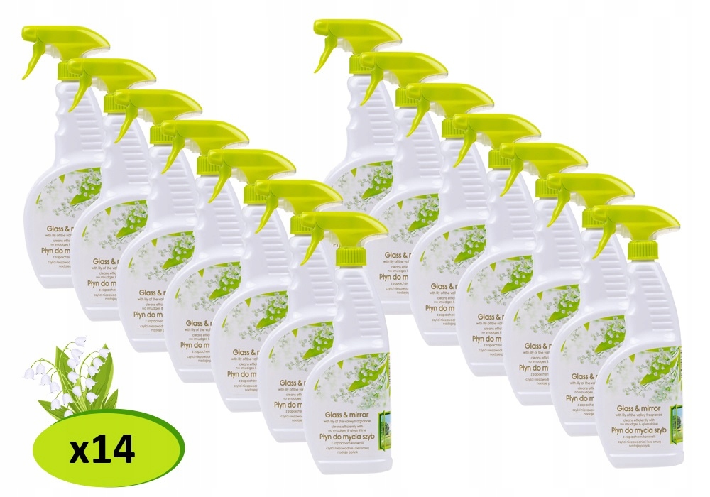 Levně Sada čisticích prostředků na sklo s konvalinkovou vůní Blux 650 ml x 14