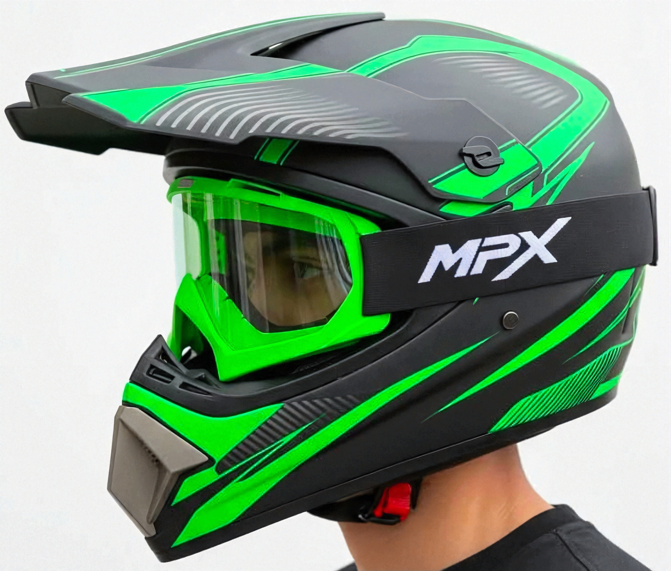Kask Czarny Zielony Mat Hulajnoga Elektryczna Gogle Bmx Rower L 59-60cm