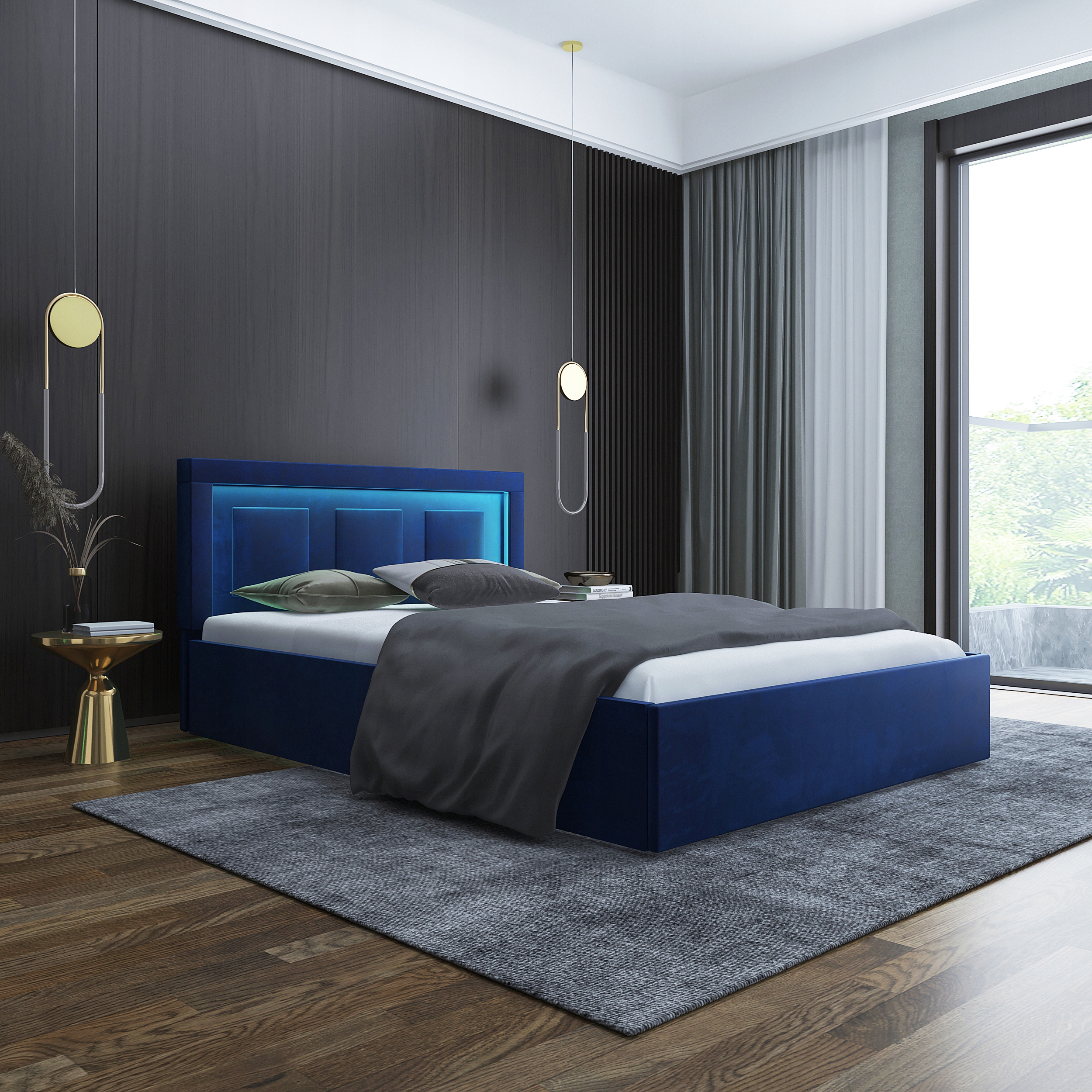 Łóżko tapicerowane ALANTE SLIM 140x200 z LED Marka inna