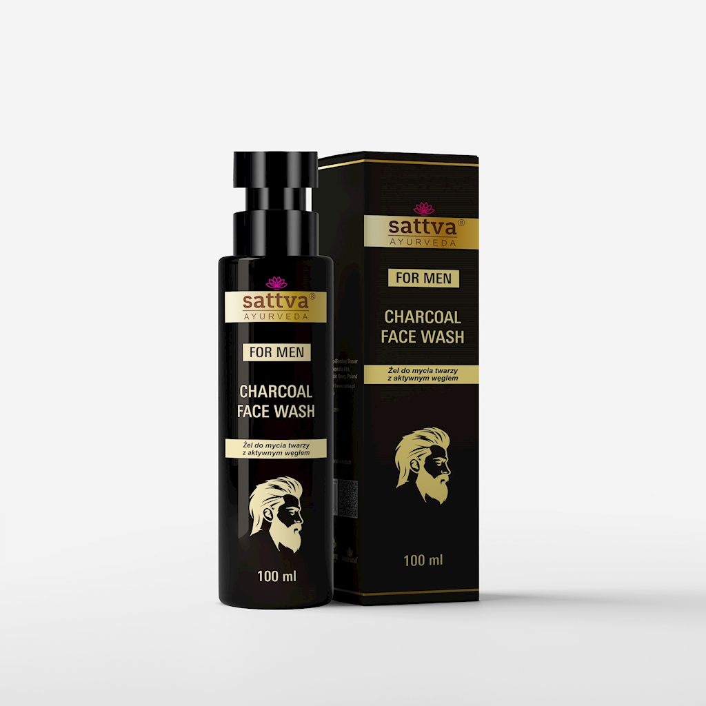 Gel na mytí obličeje s aktivním uhlím 100 ml Sattva