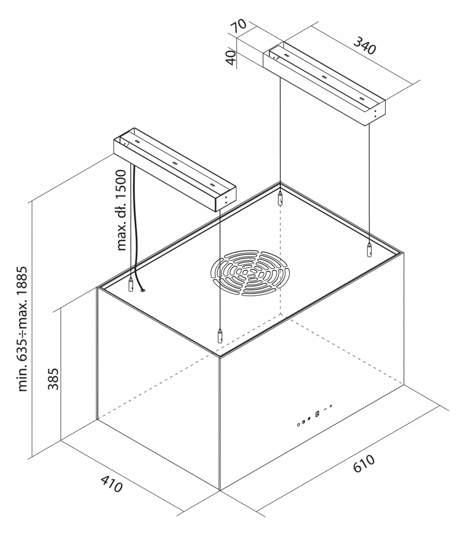 WYCIĄG TOFLESZ SANDY MAXI GLASS BIAŁY 4xLED Model Sandy Maxi Glass biały