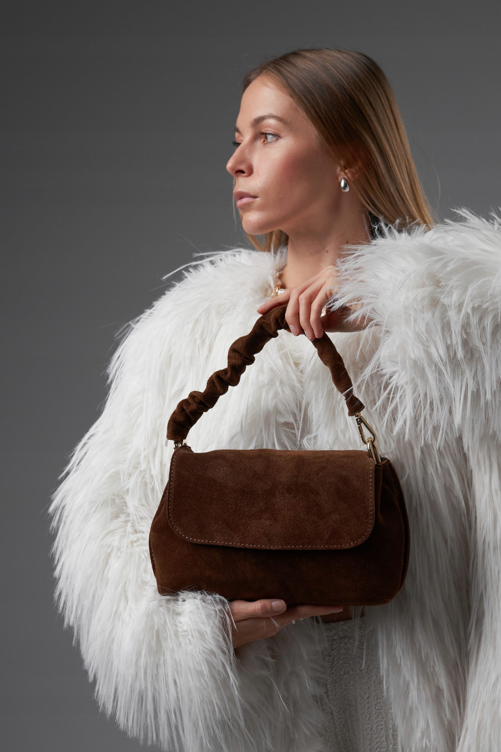 Dámská semišová kabelka Beata-M Čokoládová