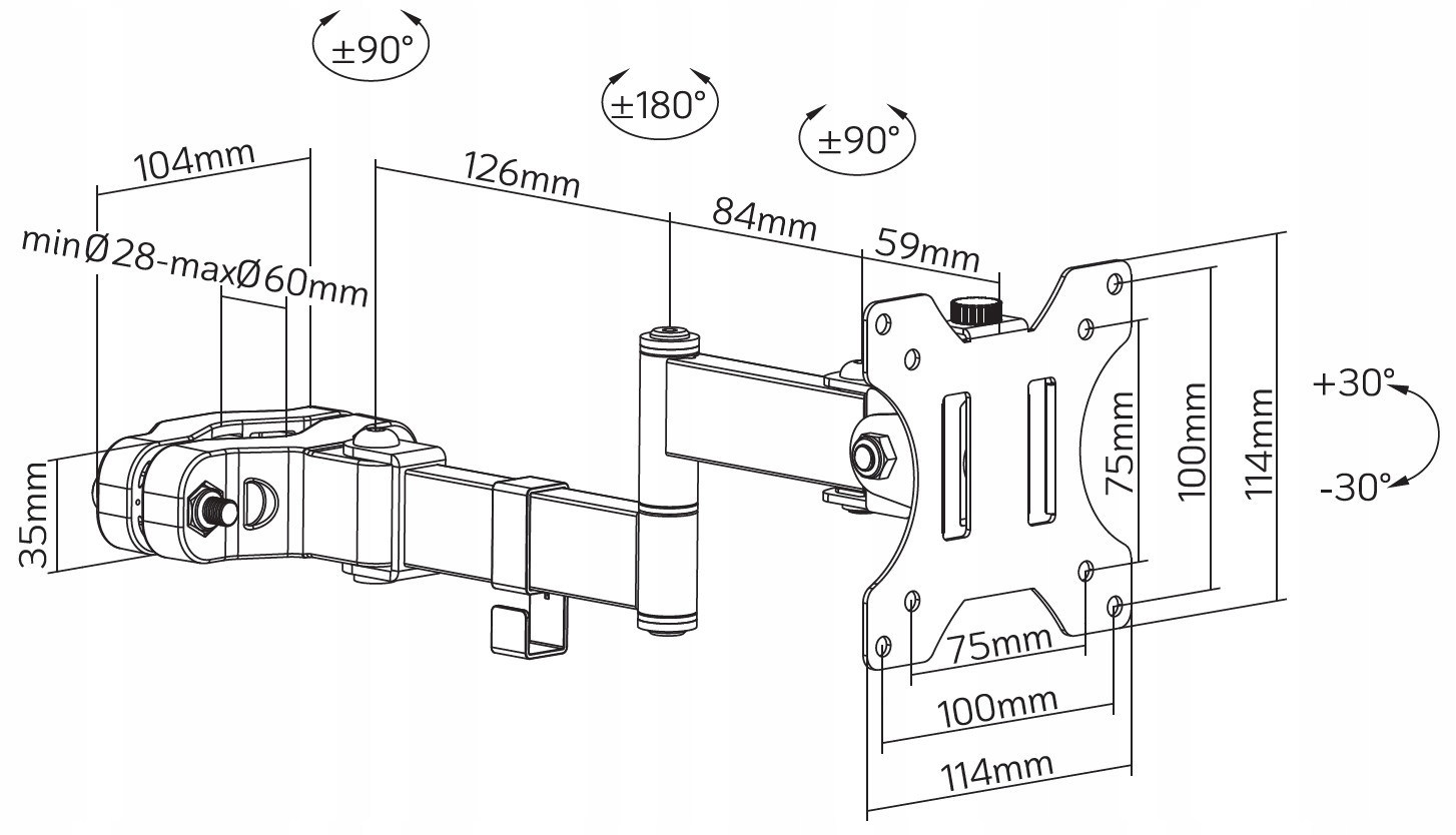 Przegubowy Uchwyt na Słup do Monitora LCD 17-32 Kod producenta ICA-LCD 110BK