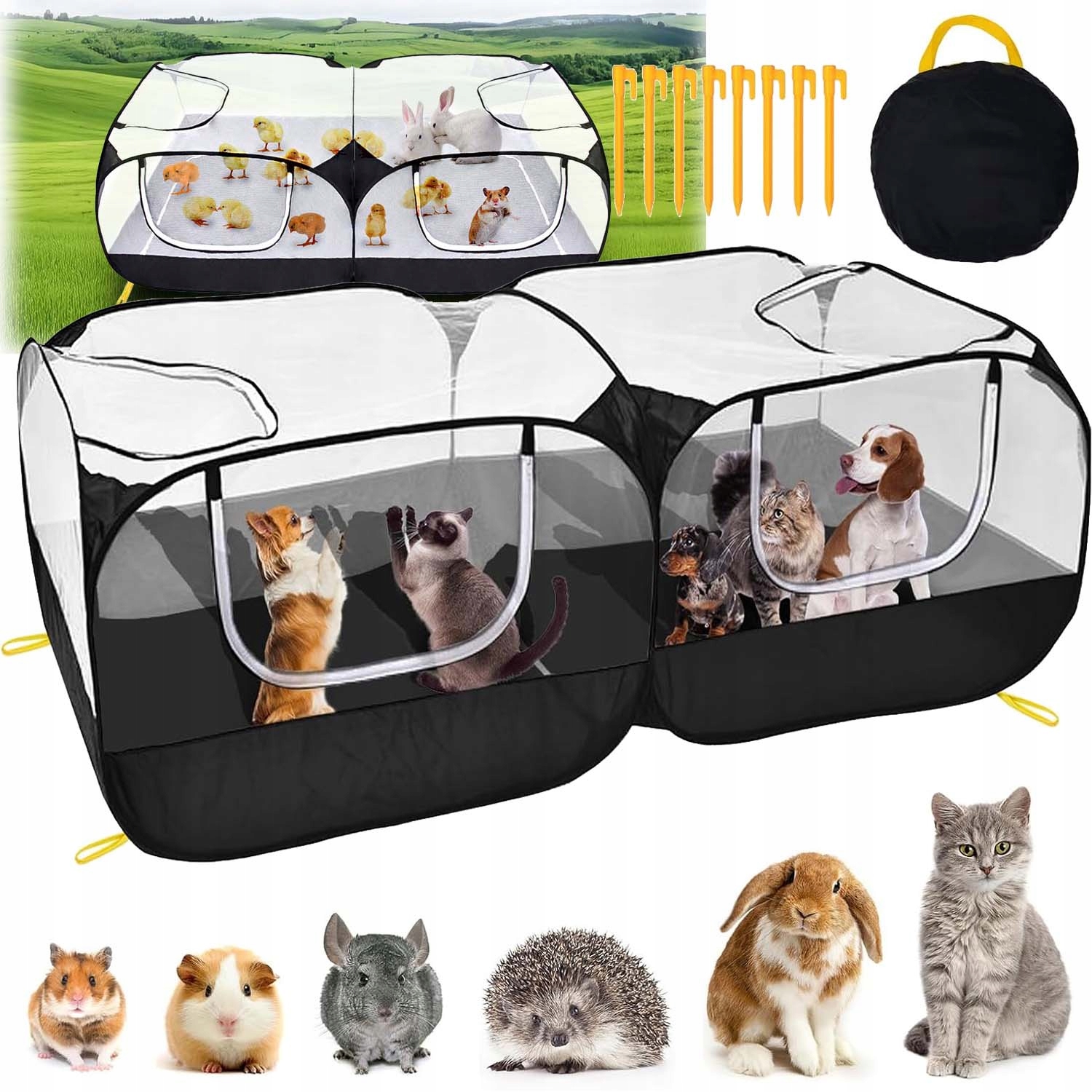 Skládací Kotec Pro Psa Kočku Pelíšek Se 4 Dveřmi Zapínanými Na Zip, Velká