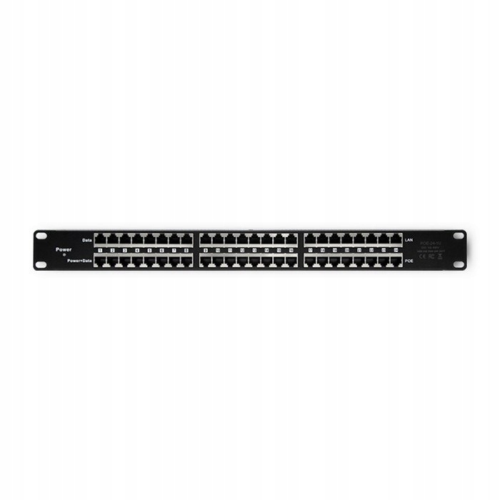 Qoltec Patch panel Rack 48V 24 portů Passive PoE Injector Černý