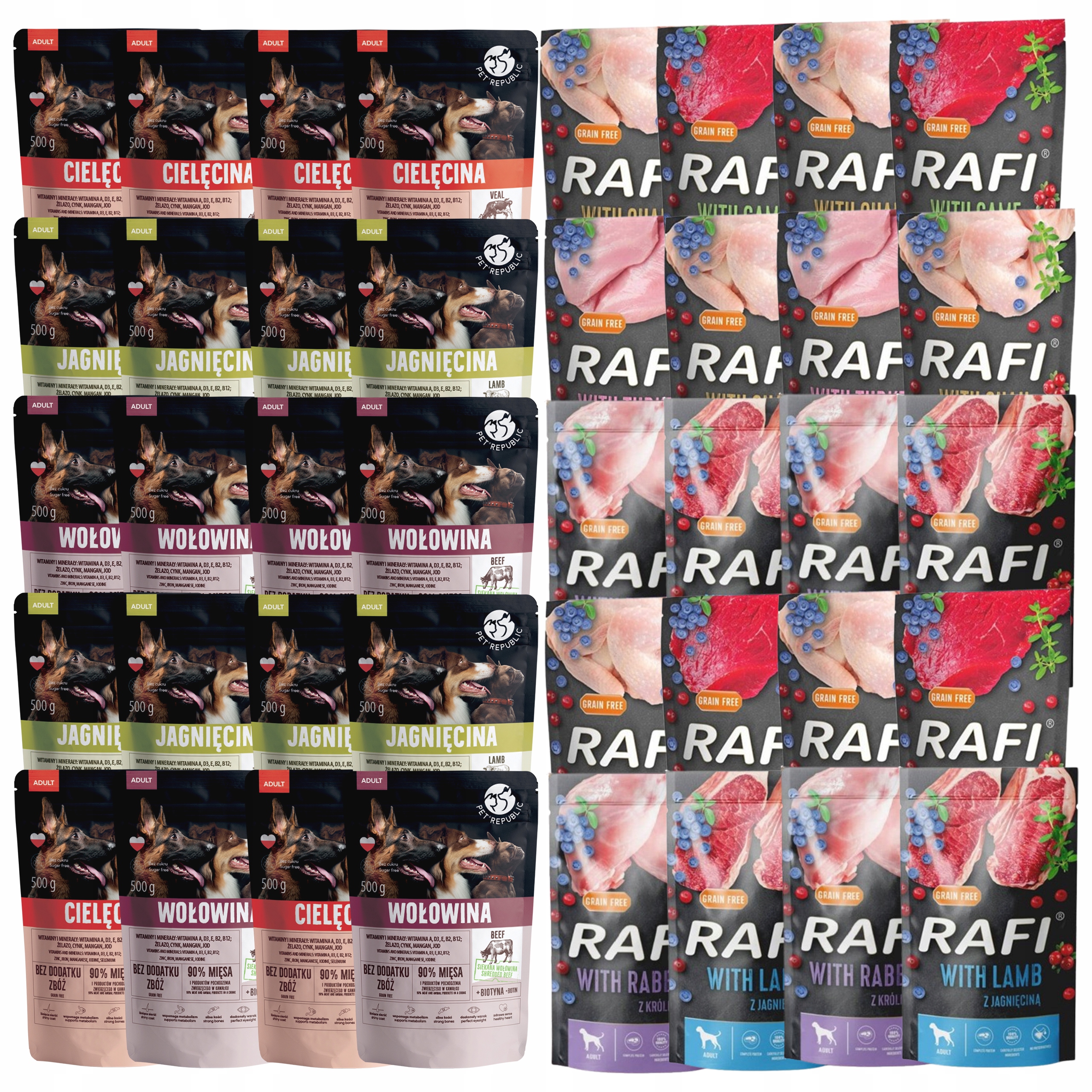 Levně Dolina Noteci Rafi Pet Republic Krmivo mokré pro psa mix chutí 40 x 500 g