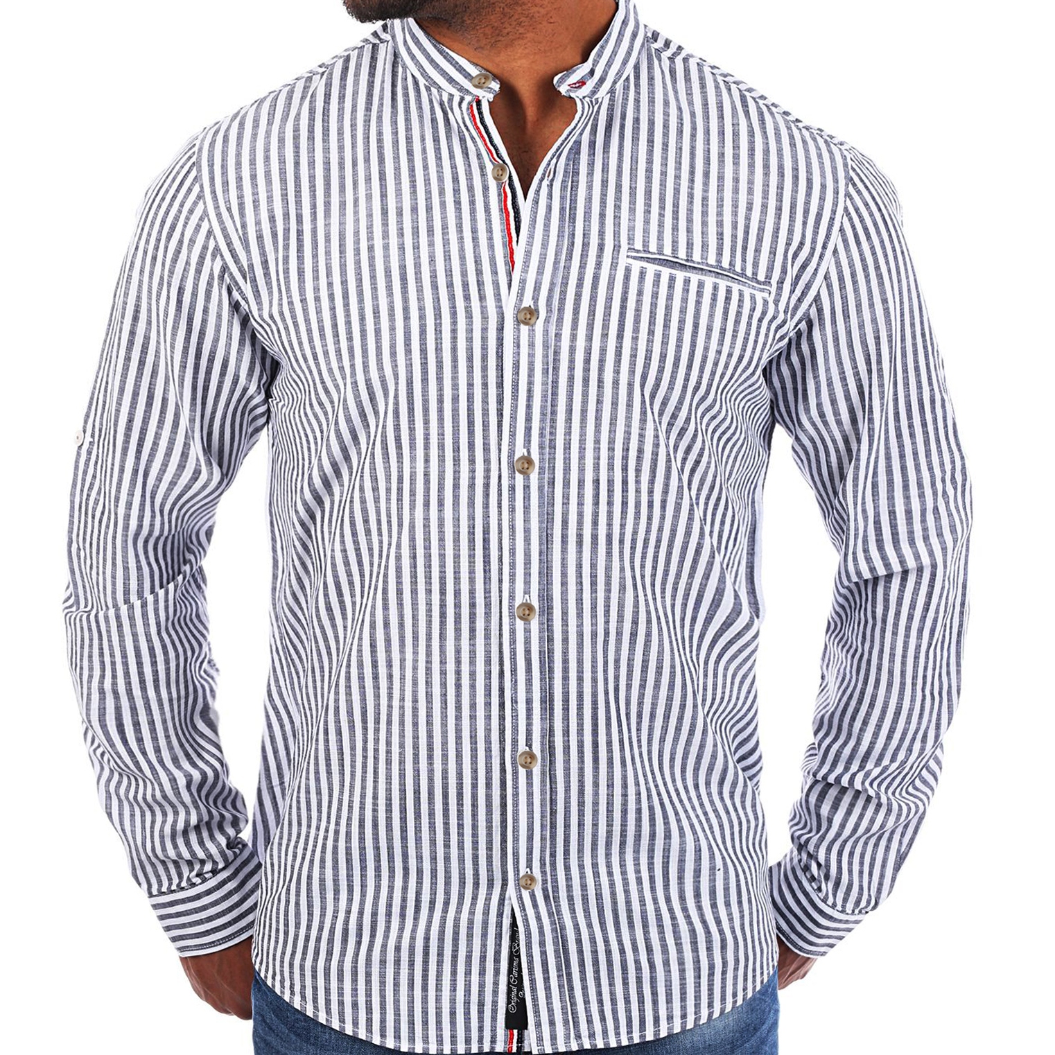 Pánská košile Stojka Casual Denní Lněná Len