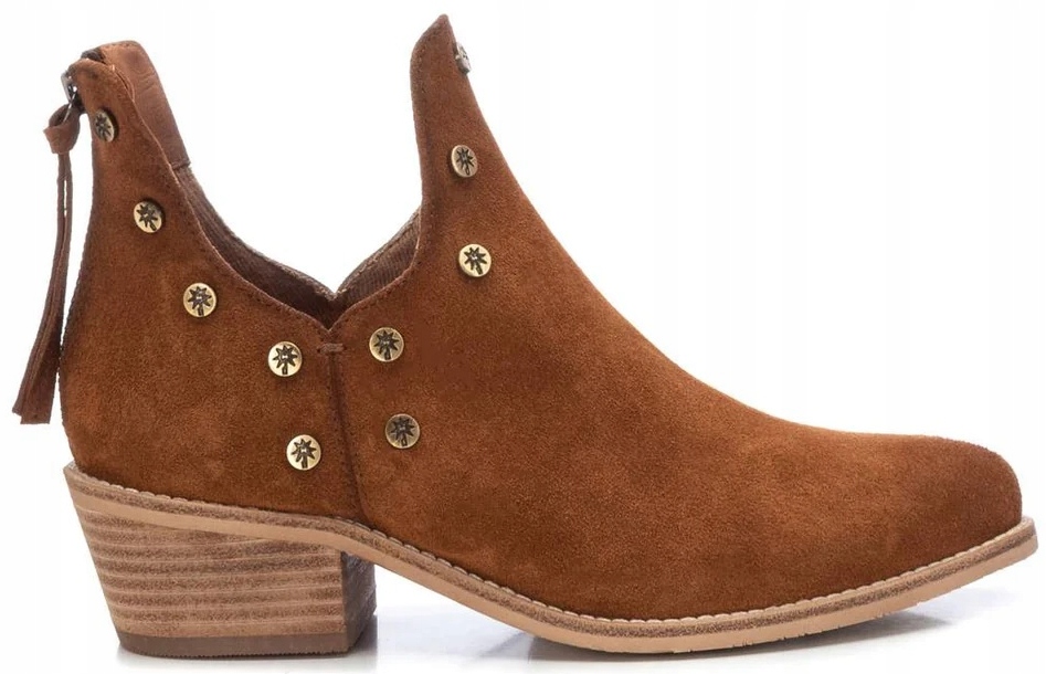 Nízké Kovbojské Boty Dámské Kotníkové Boty Kožené Rudé Hnědé Na Podpatku Z Kůže 40