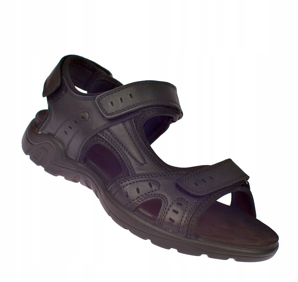 Pánské kožené sportovní sandály na suchý zip CY111/24 Bk vel 44