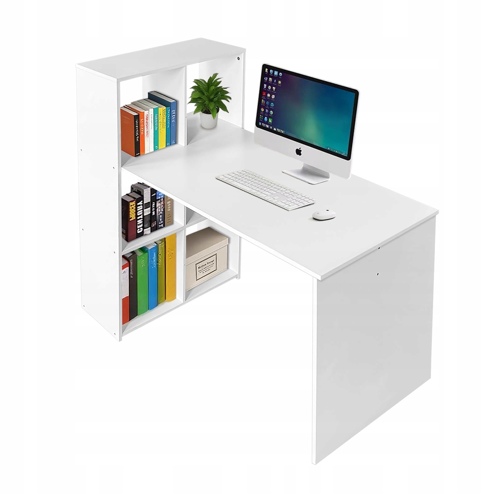 Písací stôl Qlly QDESK-E-W120 120x60 cm biely 6 políc z masívneho