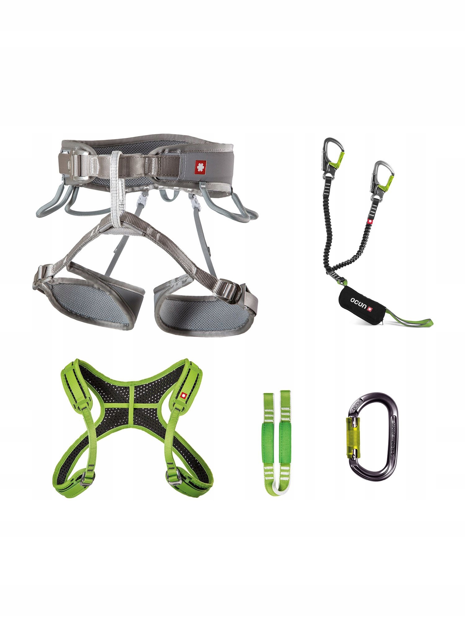 Zestaw via ferrata Ocun Via Ferrata Twist Chest Set grey/green Xs-m