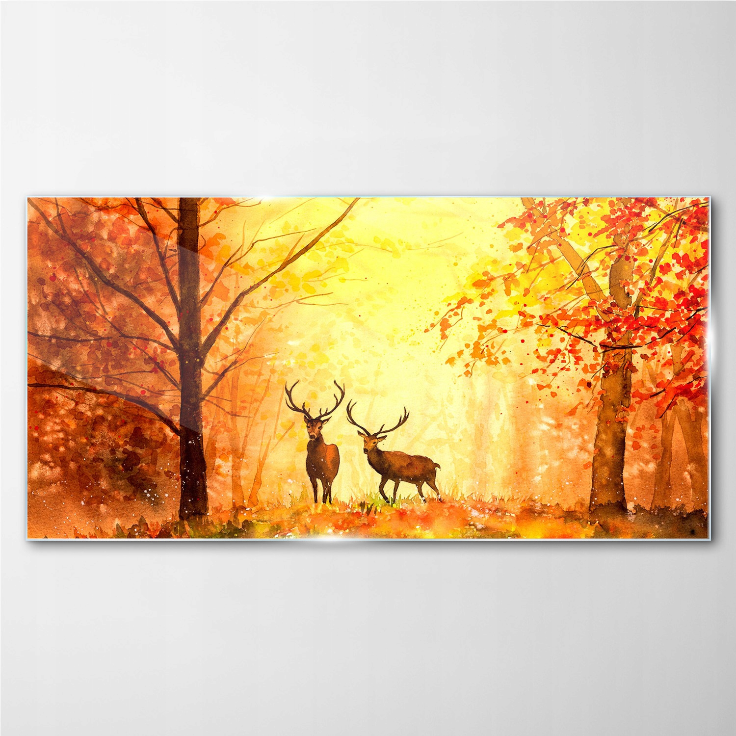 

Szklany obraz na ścianę Las jesień jelenie 100x50