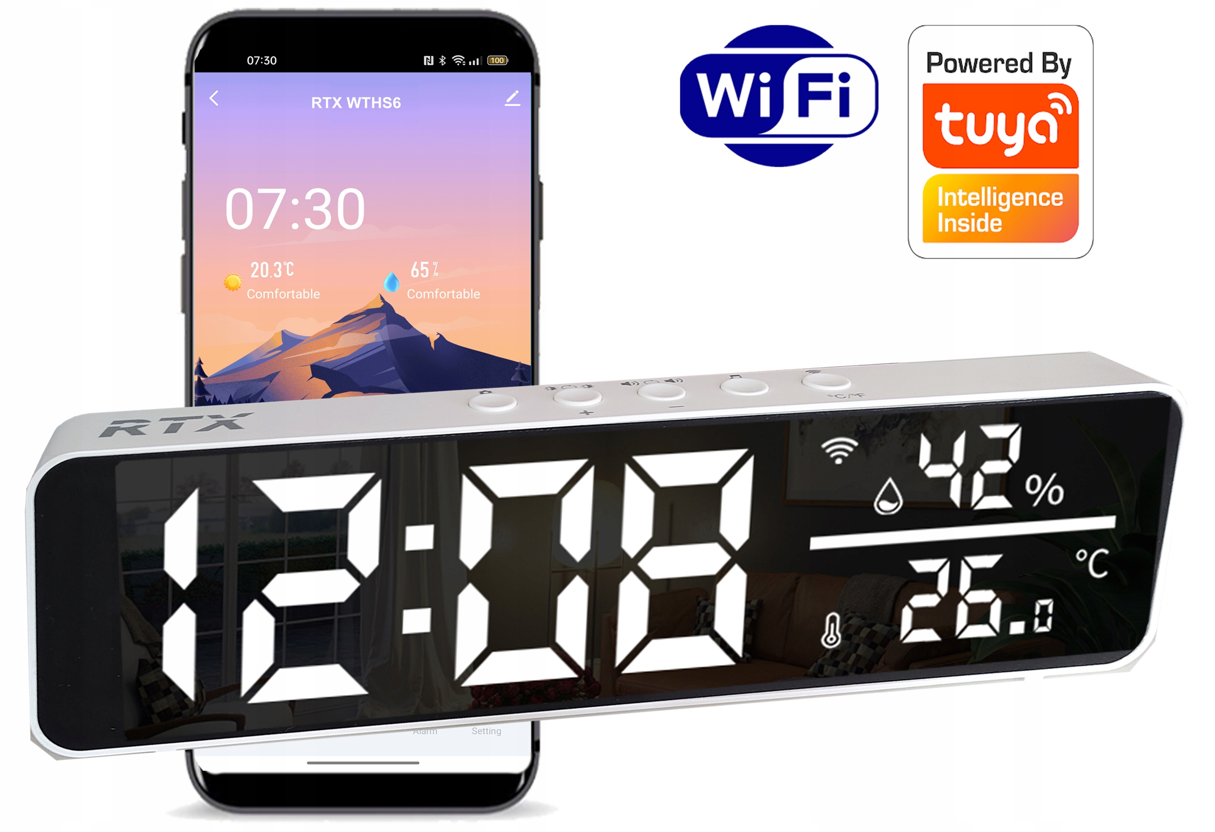 Rtx Velký Led časovač Snímač teploty a vlhkosti WiFi Tuya