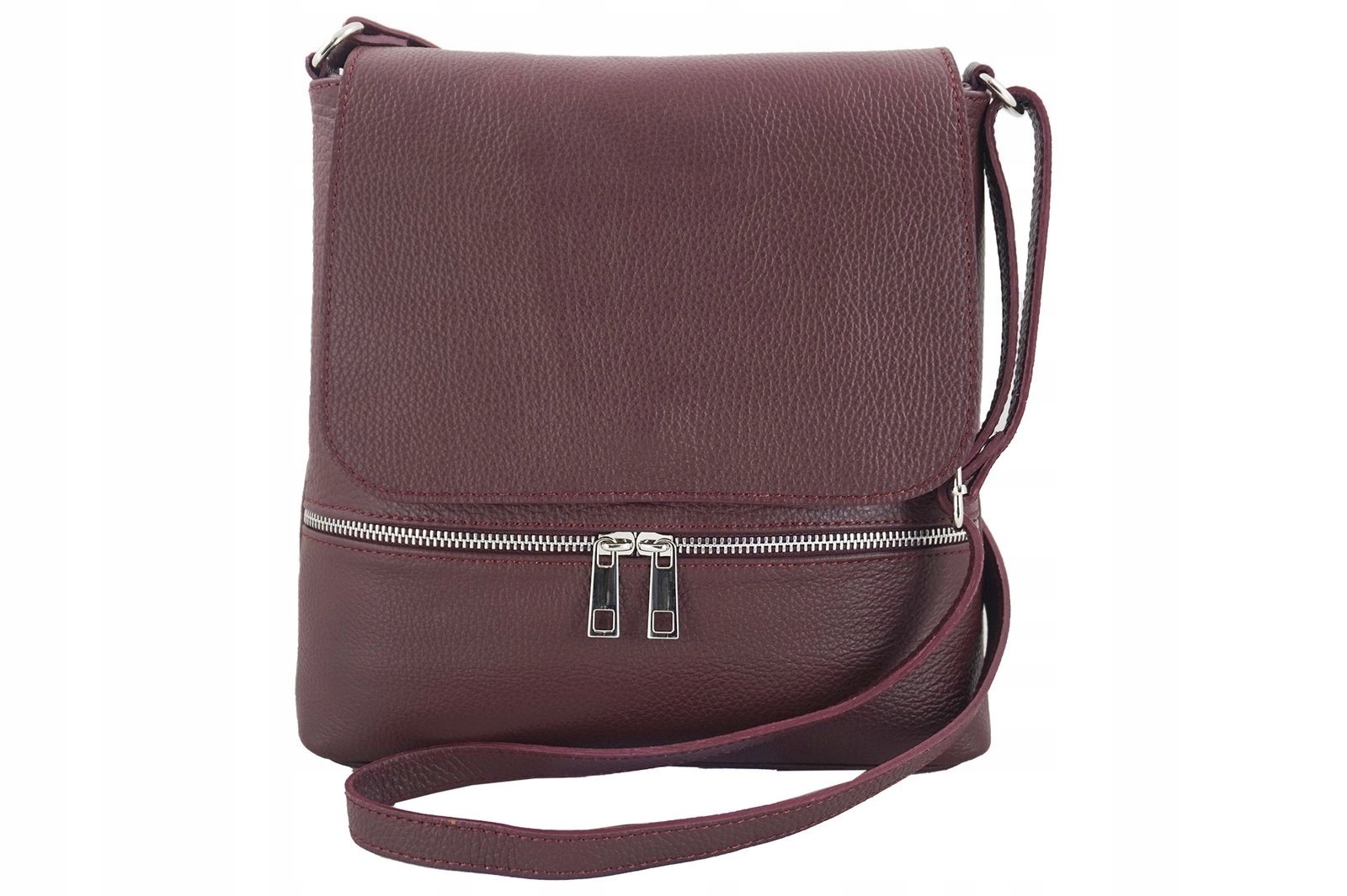 Dámská kabelka přes rameno z přírodní kůže s klopou Bordó