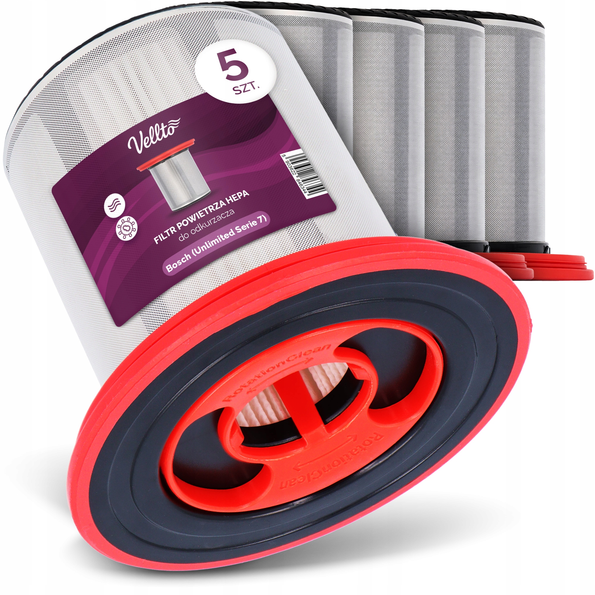 5 x Vzduchový Filtr pro vysavač Bosch Unlimited Serie 7 BBS711 BSS711 Em-v