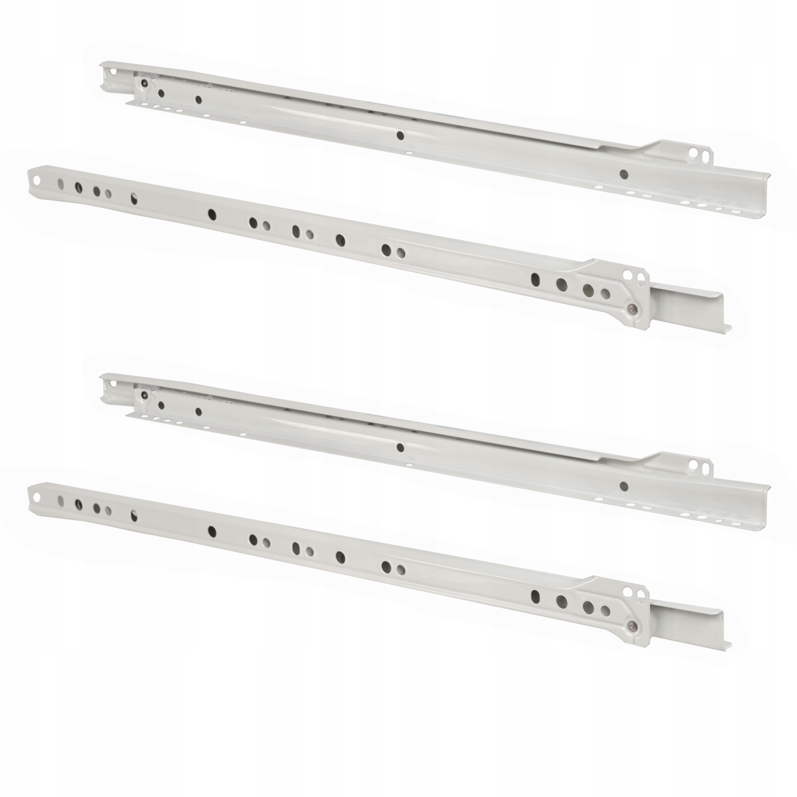 2x ZESTAW - PROWADNICA MEBLOWA ROLKOWA FGV BIAŁA DO SZUFLAD 450 KOMPLET L+P