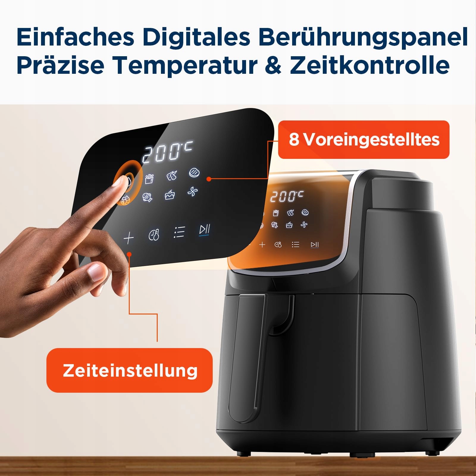 MIDEA Beztłuszczowa Frytkownica 4L 1500W 8 Programów Timer 60 Minut — miniatura 5