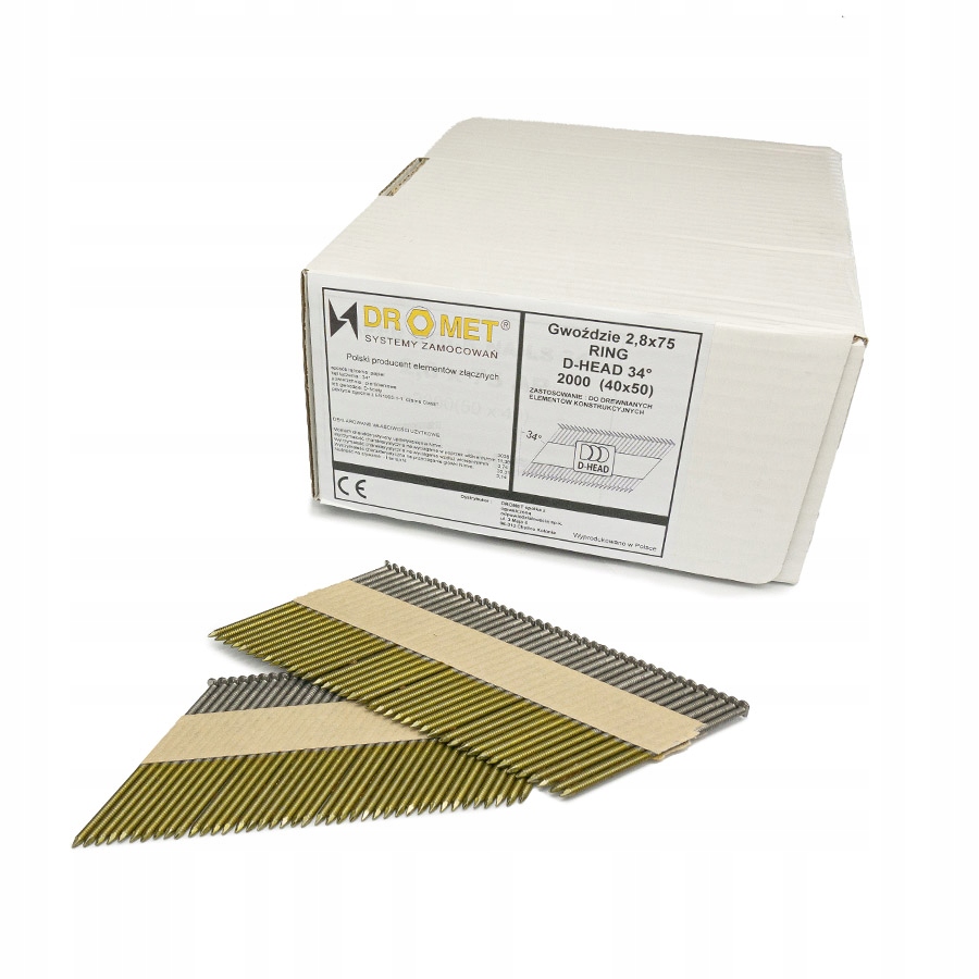 Gwoździe do gwoździarki Arg 2,8x75 pierścieniowe ocynkowane (2000szt)