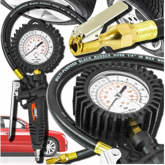 PISTOLET DO POMPOWANIA KÓŁ OPON PNEUMATYCZNY Z MANOMETREM KOMPRESORA POMPKA