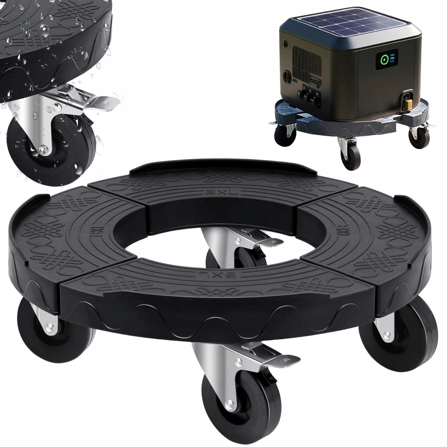 Základna Na Kolečkách Kulatá Z Nerezové Oceli Pro Rostliny 220 Kg Černá