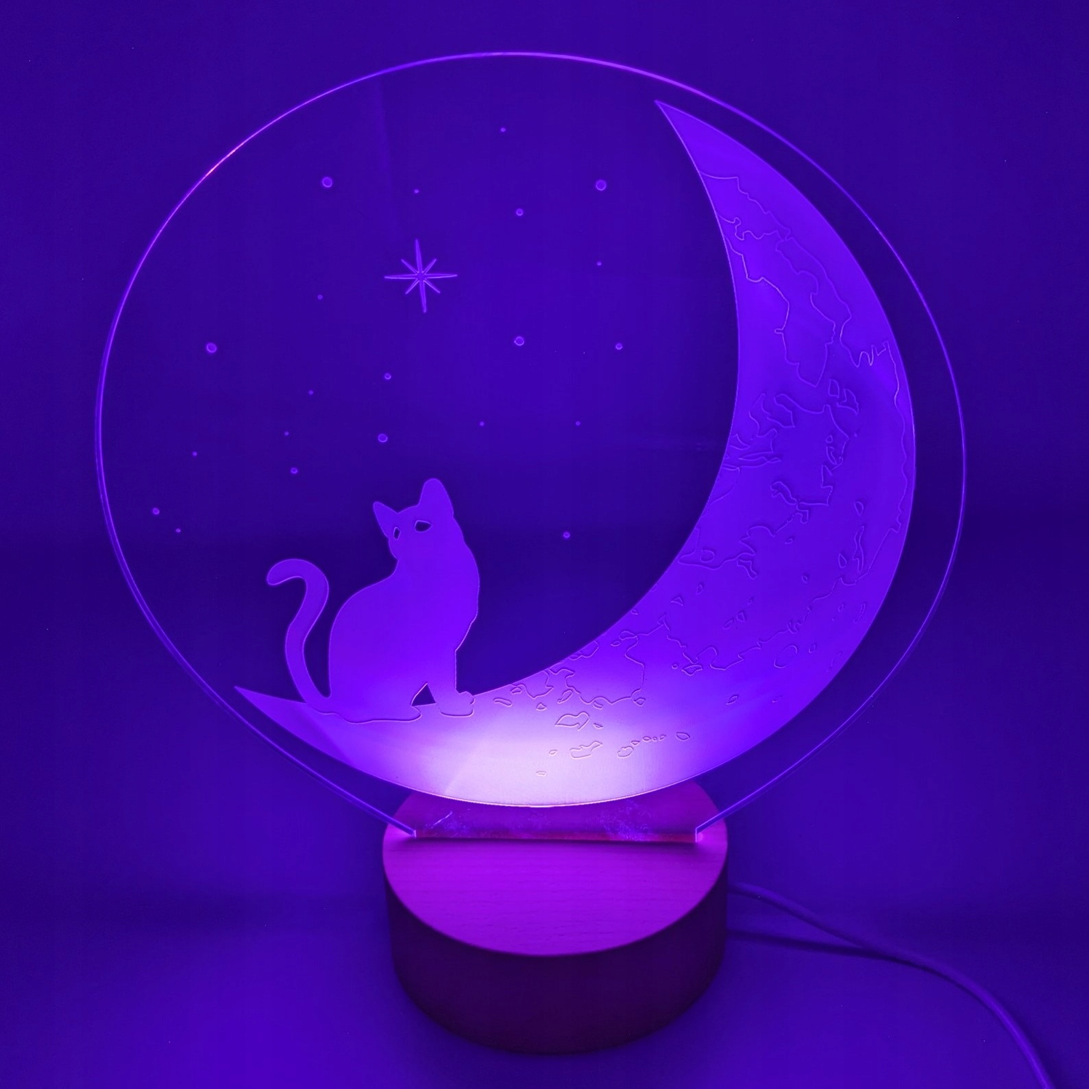 Drewniana podstawka LED okrągła RGB USB Marka bez marki