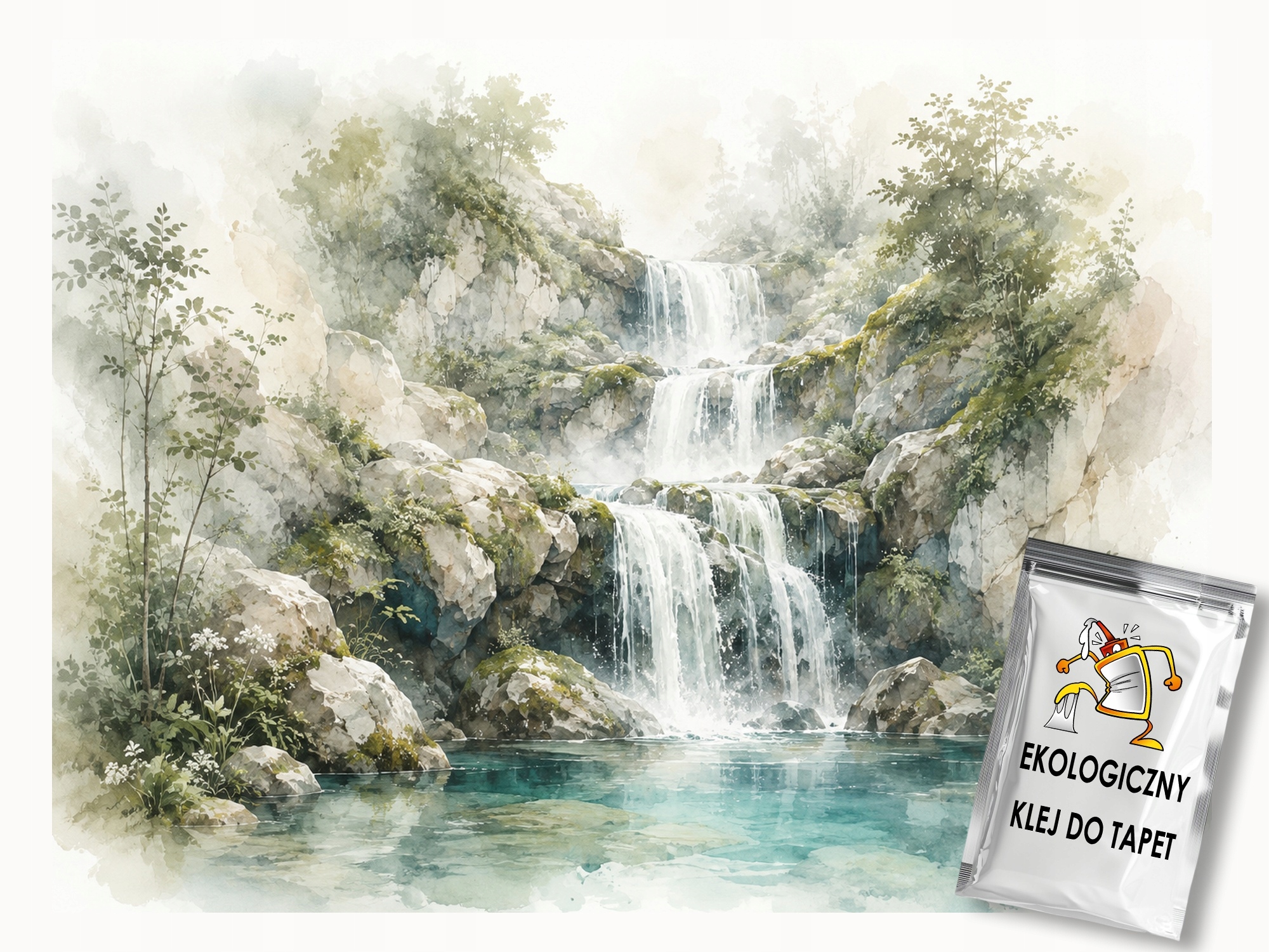 Fototapeta Flizelina Krajina Stromy Vodopád Jezero Skály 416x254 130g
