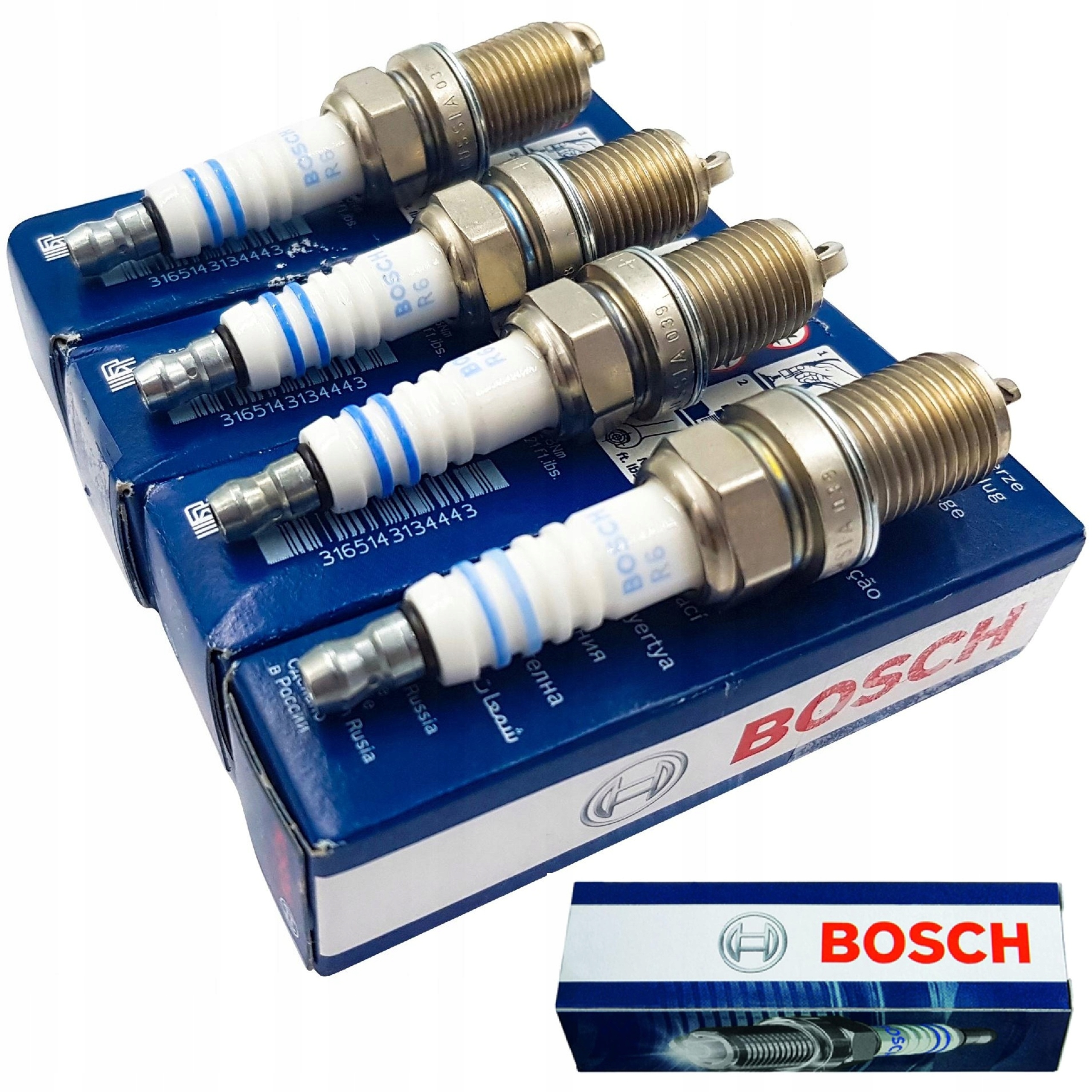 4x Świece Zapłonowe BOSCH 0 242 240 593 0242240593 R6DC+ +13 ZESTAW ŚWIEC