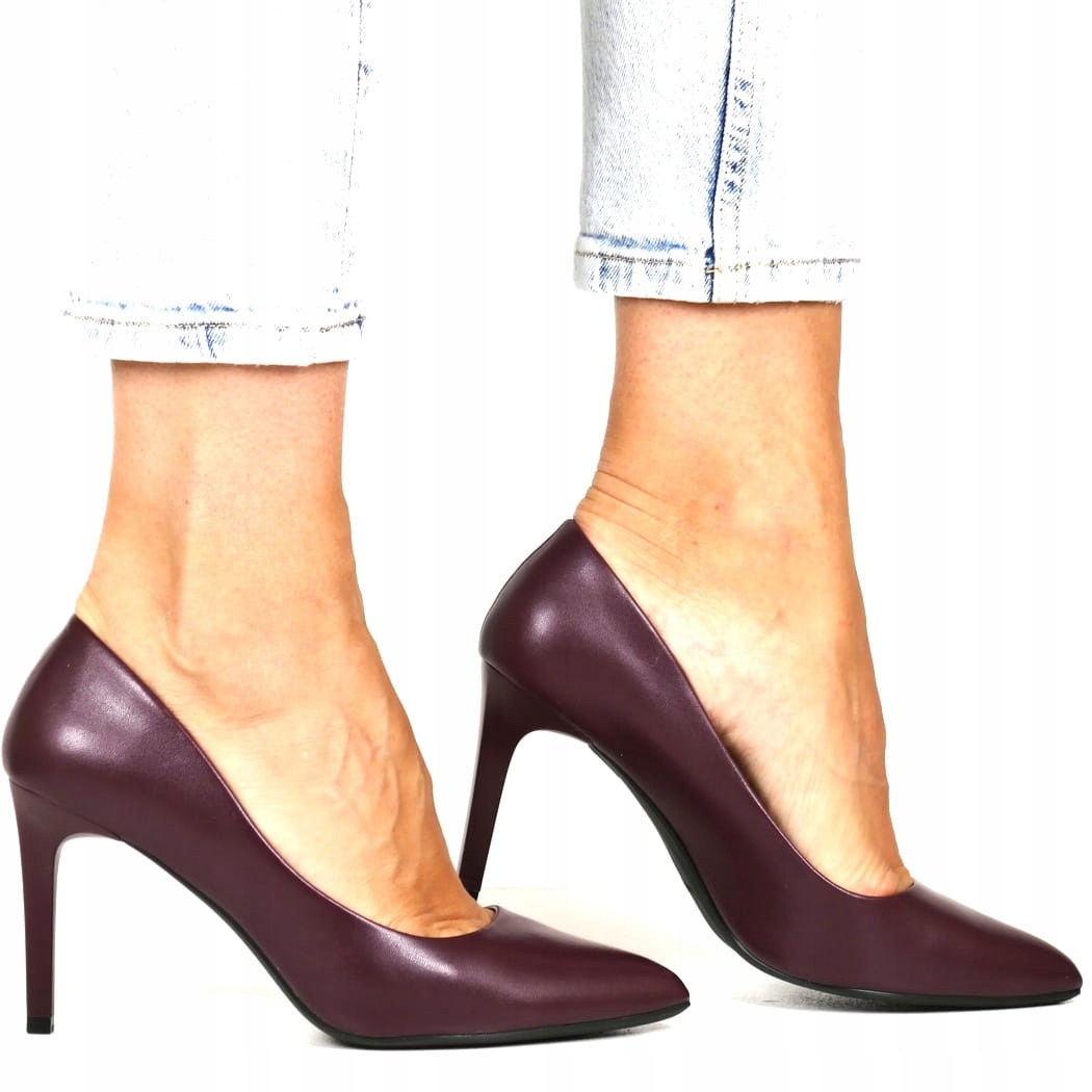 iButy Špilky Pohodlné Lodičky Na Podpatku Vínové Elegantní Módní Lícové