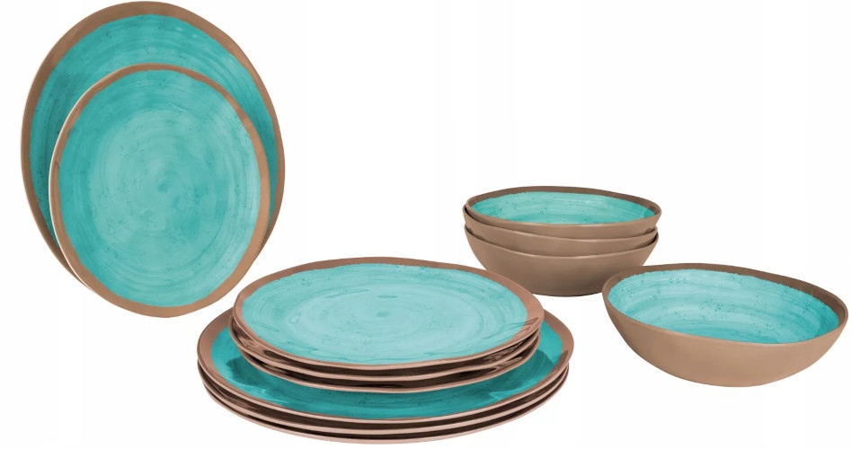 Bo-Camp Assiette Plate Halo 4 Pièces Mélamine Bleu