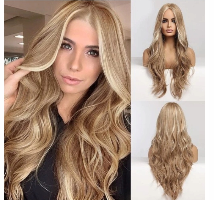 Paruka Emmor Vlnitá Paruka Syntetická Střední Blond Pruhovaná 70 cm