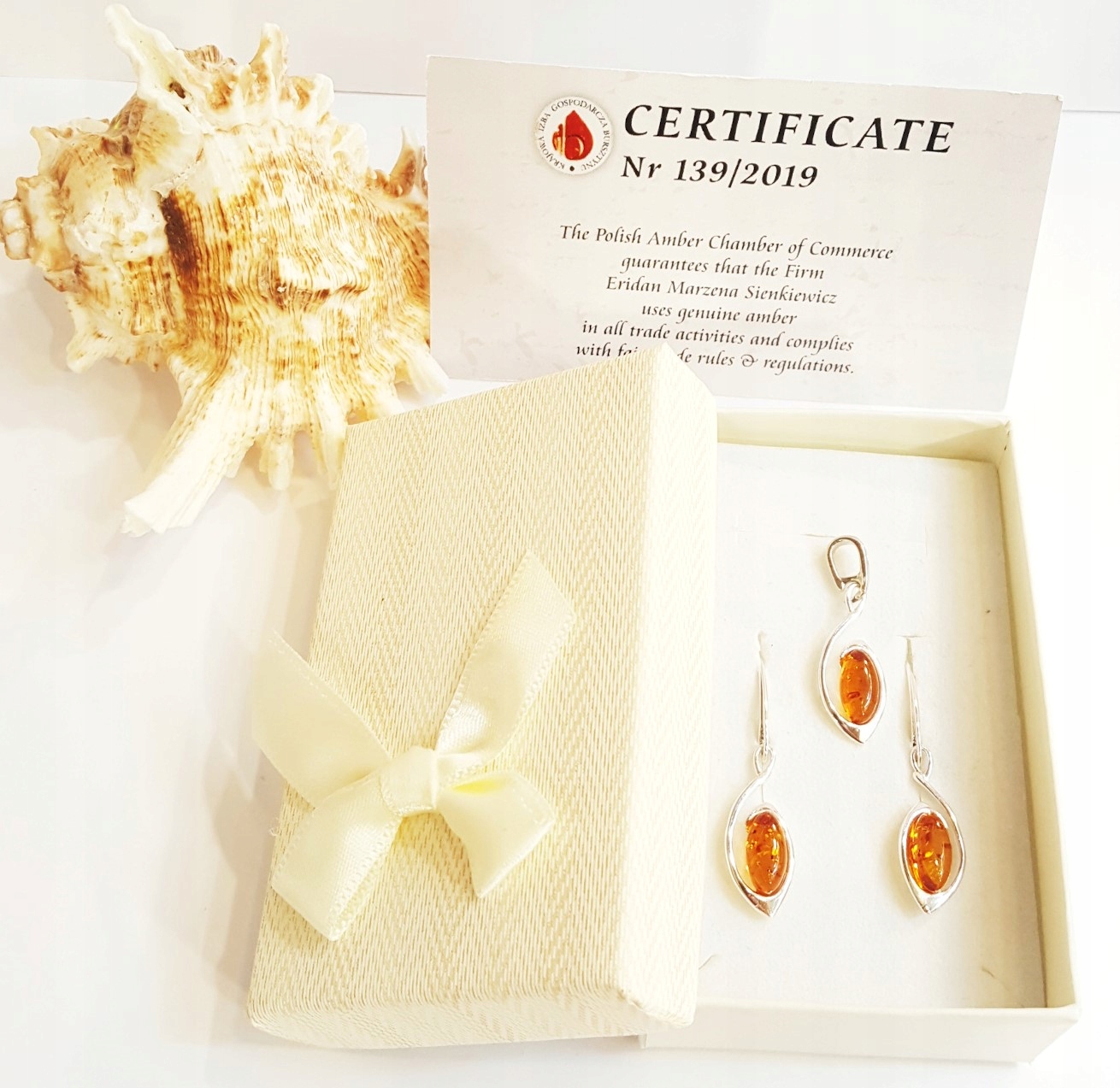 KOLCZYKI+WISIOREK *KOMPLET*BURSZTYN-SREBRO PREZENT Marka Inna marka