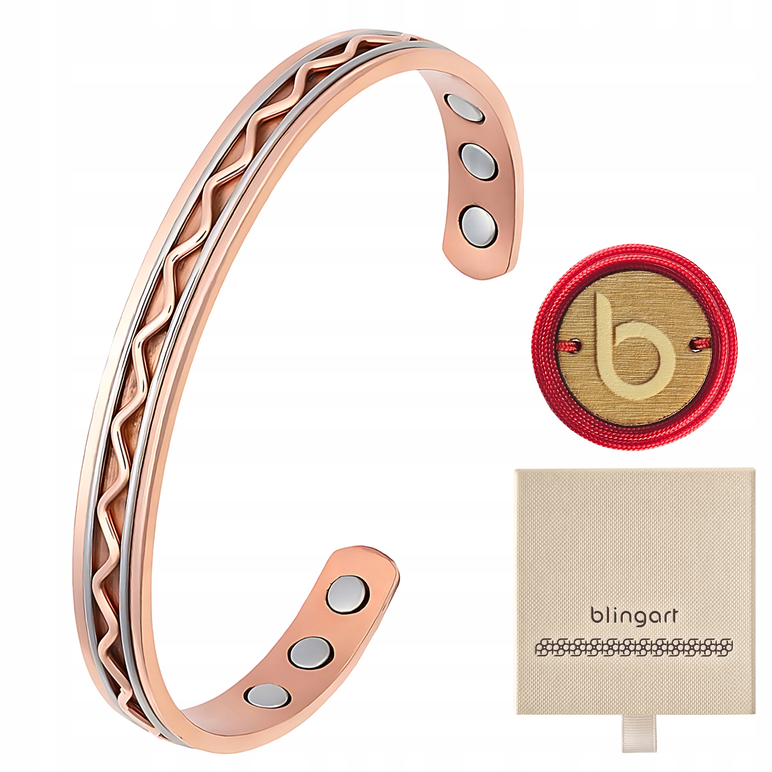 Zdravotní měděný náramek pro muže s bangla magnety gravírování Blingart
