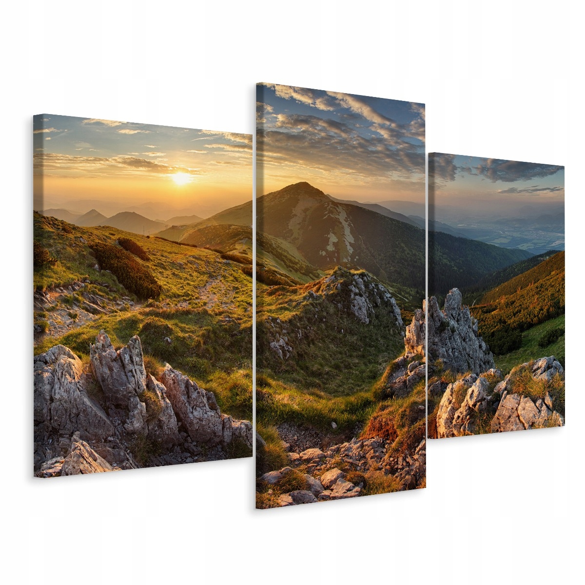 

Obraz Tryptyk Góry Zachód Słońca Pejzaż 3D 90x60