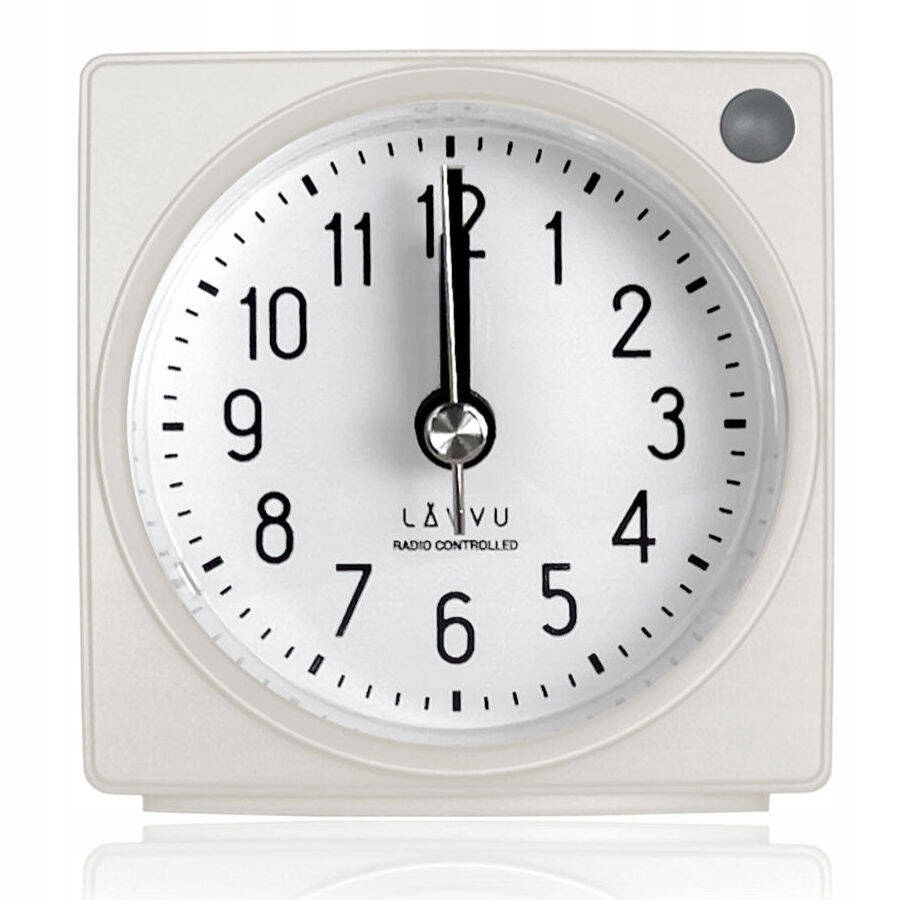 Bílý Čtvercový Budík Lavvu LAR3020 Alarm Snooze Řízený Rádiem DCF77
