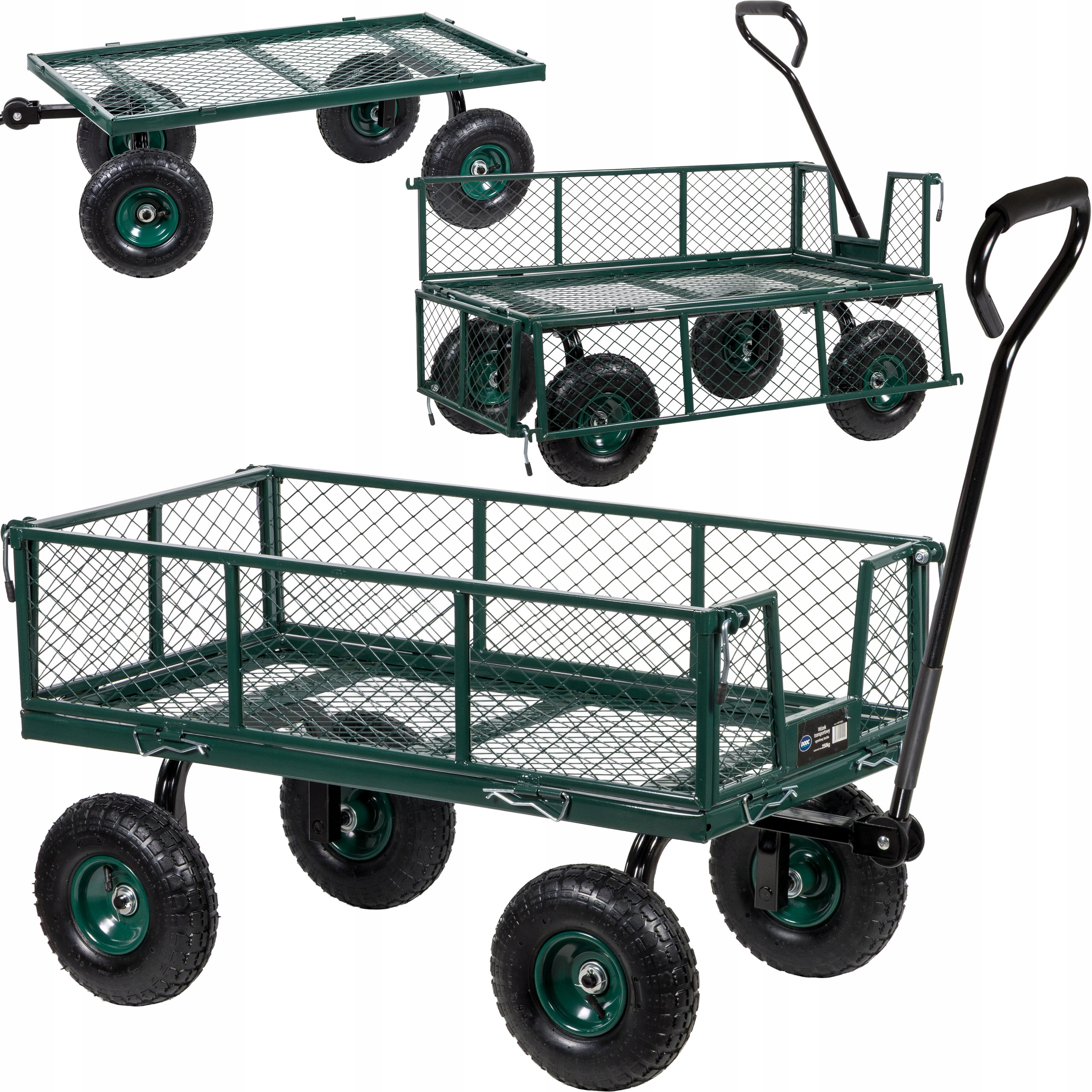 Wózek ogrodowy transportowy rozkładane burty Stalowy 250kg przyczepka Dooc