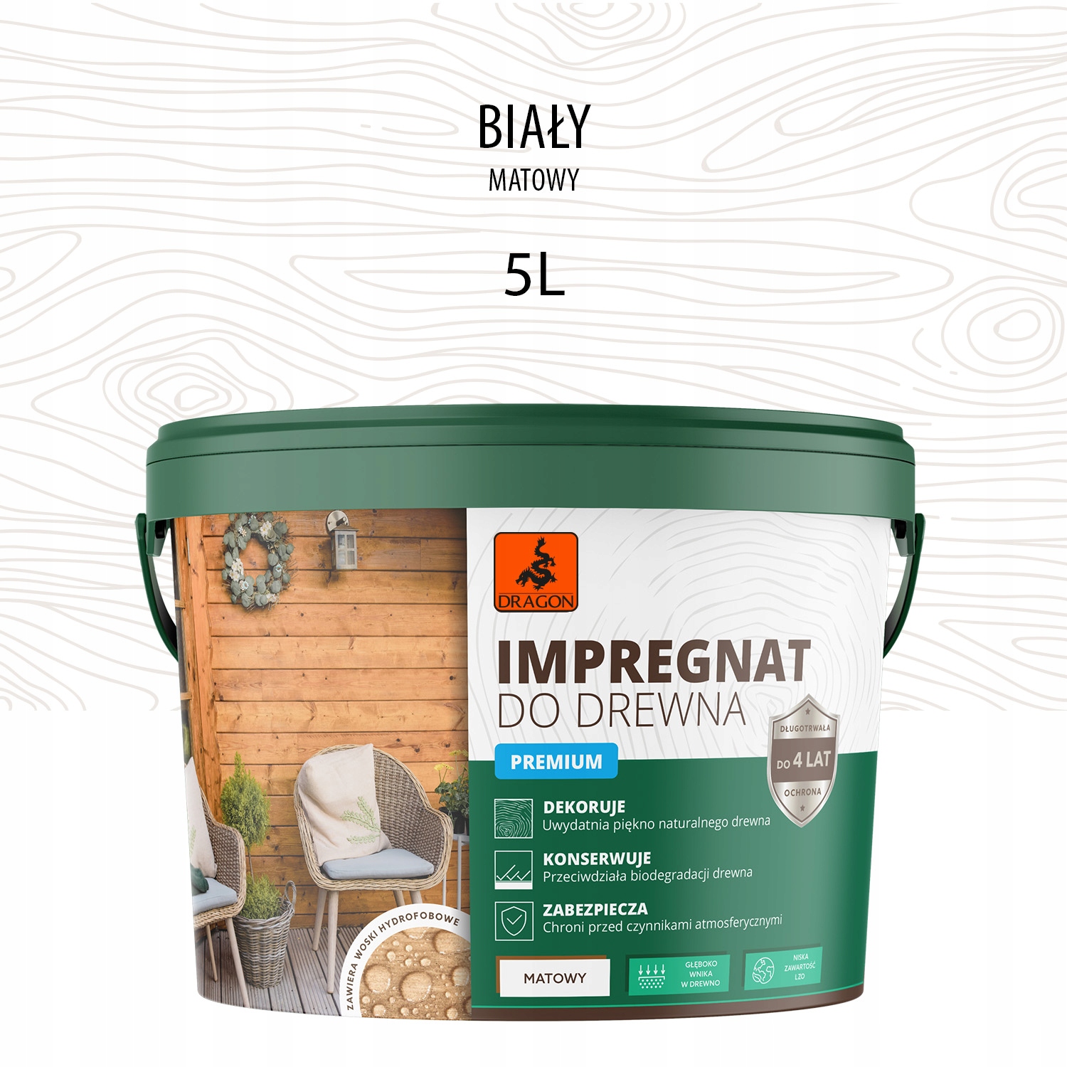 

Impregnat akrylowy do drewna Premium 5L Biały