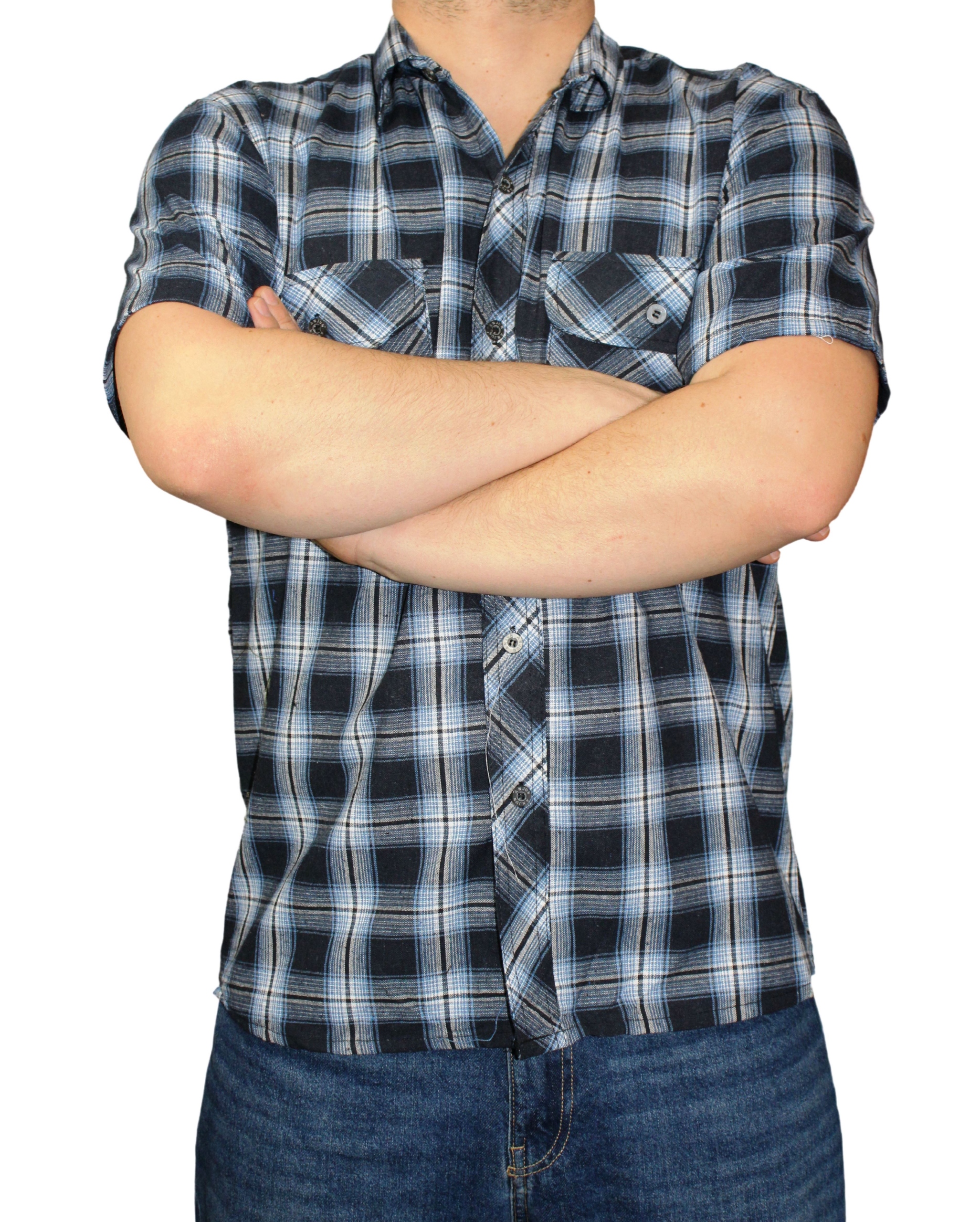 KOSZULA MĘSKA W KRATĘ KRÓTKI RĘKAW ROZMIAR XXL Rękaw krótki rękaw